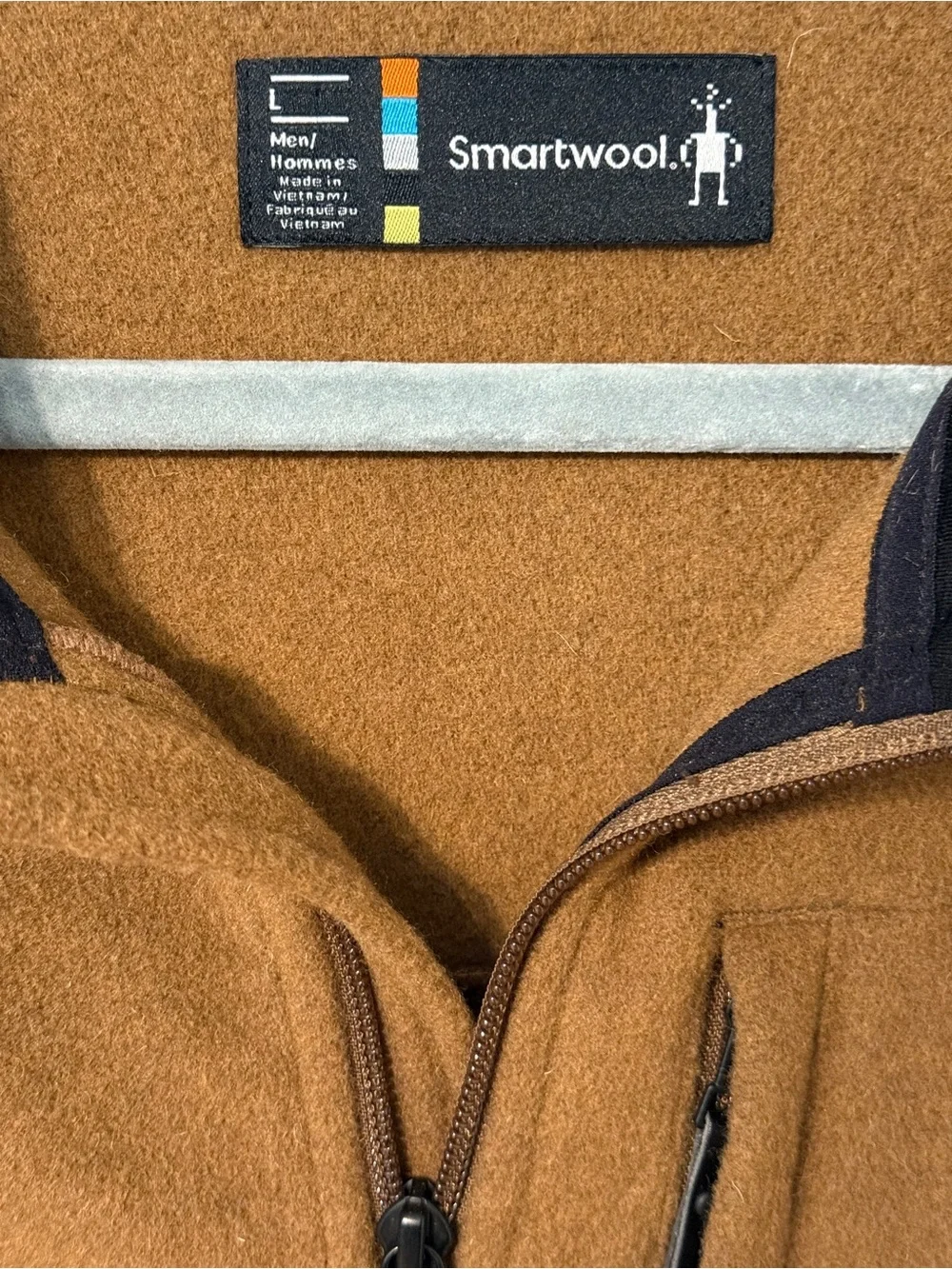 Smartwool Men's Anchor Line Full Zip Jacket Whiskey Brown Wool Blend Size Large